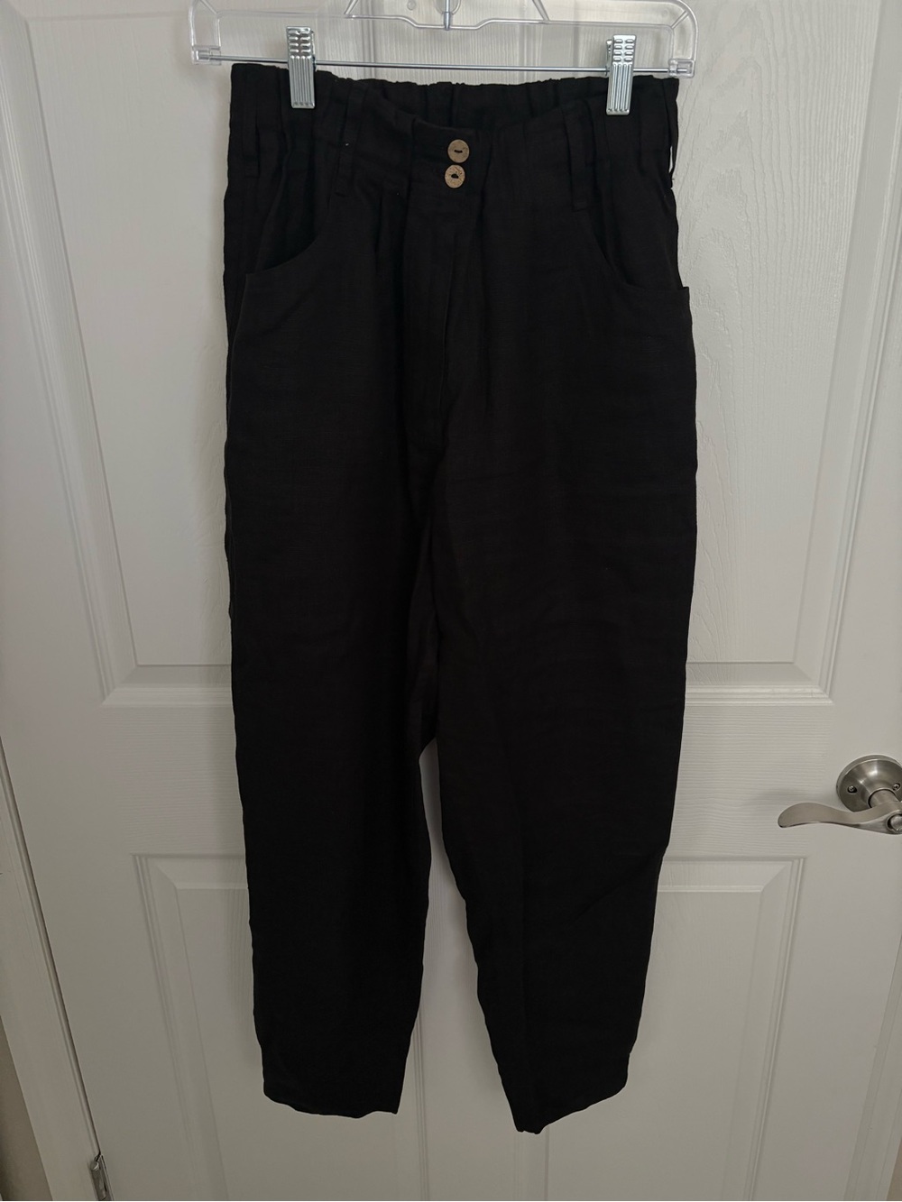 Not perfect linen Black Casual Tapered Pants